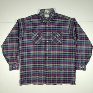 VTG Van Heusen Authentic Shirt Wear Flannel‎ Plaid Multi Color Size XL